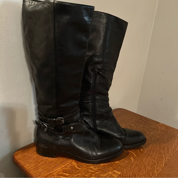 Via Spiga Black Leather Knee-High Boots - Picture 1 of 8